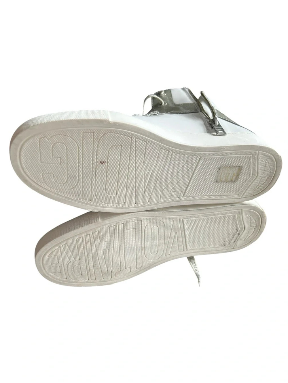 Zadig & Voltaire High Flash Infinity Leather Sneakers White Silver Glitter EU 38 - Picture 13 of 13